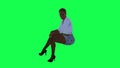 3D animation of a black African woman talking on agreen screen