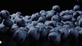 3d animation black grapes tumbling towards the viewer