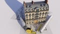 Classical Parisian building on top of blueprints