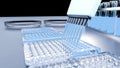 ELISA or enzyme-linked immunosorbent assay with 8 channel micropipette