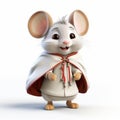 Cute Mouse In White Costume: A Cartoonish Character In Raphael Lacoste Style