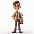 Professional 3d Cartoon Image Of Student-faculty With White Background