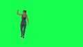 3D animation of a female athlete chanting cheers on the green screen