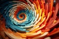 A 3D animation of a hypnotic spiral of colors and shapes captivating motion