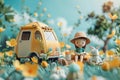 3D Animation joyful spring camping adventure with children