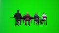 3D animation of a meeting of employees talking to each other around the table in Chromaki Green Curt