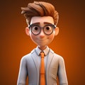 William: A Charming Minimalist 3d Character With Glasses And Tie