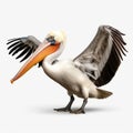 High-quality Pelican With Open Wings On White Background