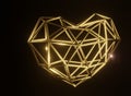 3D render of a metal structure in the form of a heart in space on February 14
