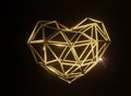 3D render of a metal structure in the form of a heart in space on February 14
