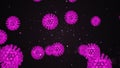 3D animation rendering of a coronavirus. Pathogen outbreak of bacteria and virus, disease causing microorganisms like