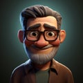 3d Animation Of Smiling Old Man In Edgy Caricature Style