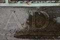 A.D. Anno Domini. Inscription on a bronze gravestone. Royalty Free Stock Photo