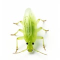 3d Aphid: Green Bug On White Surface With Translucent Color