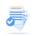 3D Approved Documents Papers Icon Isolated.