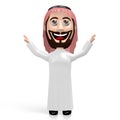 3D Arab cartoon character, raised hands
