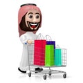 3D Arab cartoon character, shopping concept