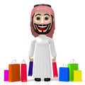 3D Arab cartoon character, shopping concept