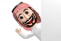 3D Arab cartoon character weaving hand