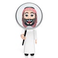 3D Arab with magnifying glass