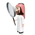 3D Arab with magnifying glass