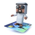 3d Arab sheik flies on a credit card