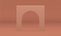 3d arch block brown curved angular vertical construction premium decor element realistic vector