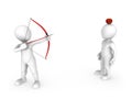 3d archer with bow and a risky experiment with an apple target