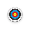 3d archery target, front view vector illustration. Realistic isolated empty round dartboard with yellow center bullseye Royalty Free Stock Photo