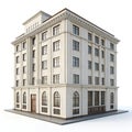3D Architectural Building Isolated on White Background Royalty Free Stock Photo