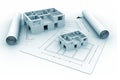 3d architecture house blue print plan Royalty Free Stock Photo