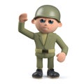 3d army soldier character waving hello