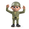 3d army soldier cheering with arms in the air