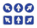 3D Arrow Icon Set in Blue Circle and Square Buttons, Modern Directional UI Navigation Symbols Royalty Free Stock Photo