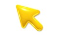 3d arrow pointer, mouse cursor icon. Computer interface tool. Click here yellow arrow. Vector Royalty Free Stock Photo