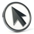 3D arrow round frame pointer icon isolated on white background