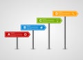 3D arrow signpost business options infographics design template. Royalty Free Stock Photo