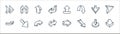 d arrows line icons. linear set. quality vector line set such as down arrow, diagonal arrow, double arrow, right down up up sort