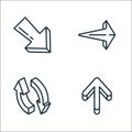 d arrows line icons. linear set. quality vector line set such as up arrow, sort, right arrow