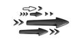 3D Arrows set black. Arrows pointing to side. Trendy black arrows in cartoon style Royalty Free Stock Photo