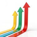 3D arrows up statistic isolated on white background Royalty Free Stock Photo