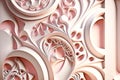 3d art abstract background in form of modern installation of figures in delicate white pink tones