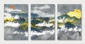 3d art mural wallpaper landscape, light background, colorful golden mountains, moon, and clouds. canvas art
