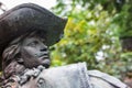 d'Artagnan Statue face detail in the Aldenhofpark Maastricht, Netherlands