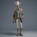 Samoyne Giraffe In 3d Render With Fashionable Jacket And Pants