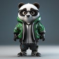 Playful 3d Cartoon Panda In Stylish Urban Clothes