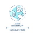 2D assess data quality concept linear icon