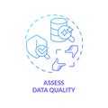 2D assess data quality concept linear icon