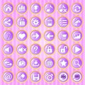 Buttons purple circle with golden border. Royalty Free Stock Photo