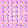 Buttons purple circle with golden border. Royalty Free Stock Photo